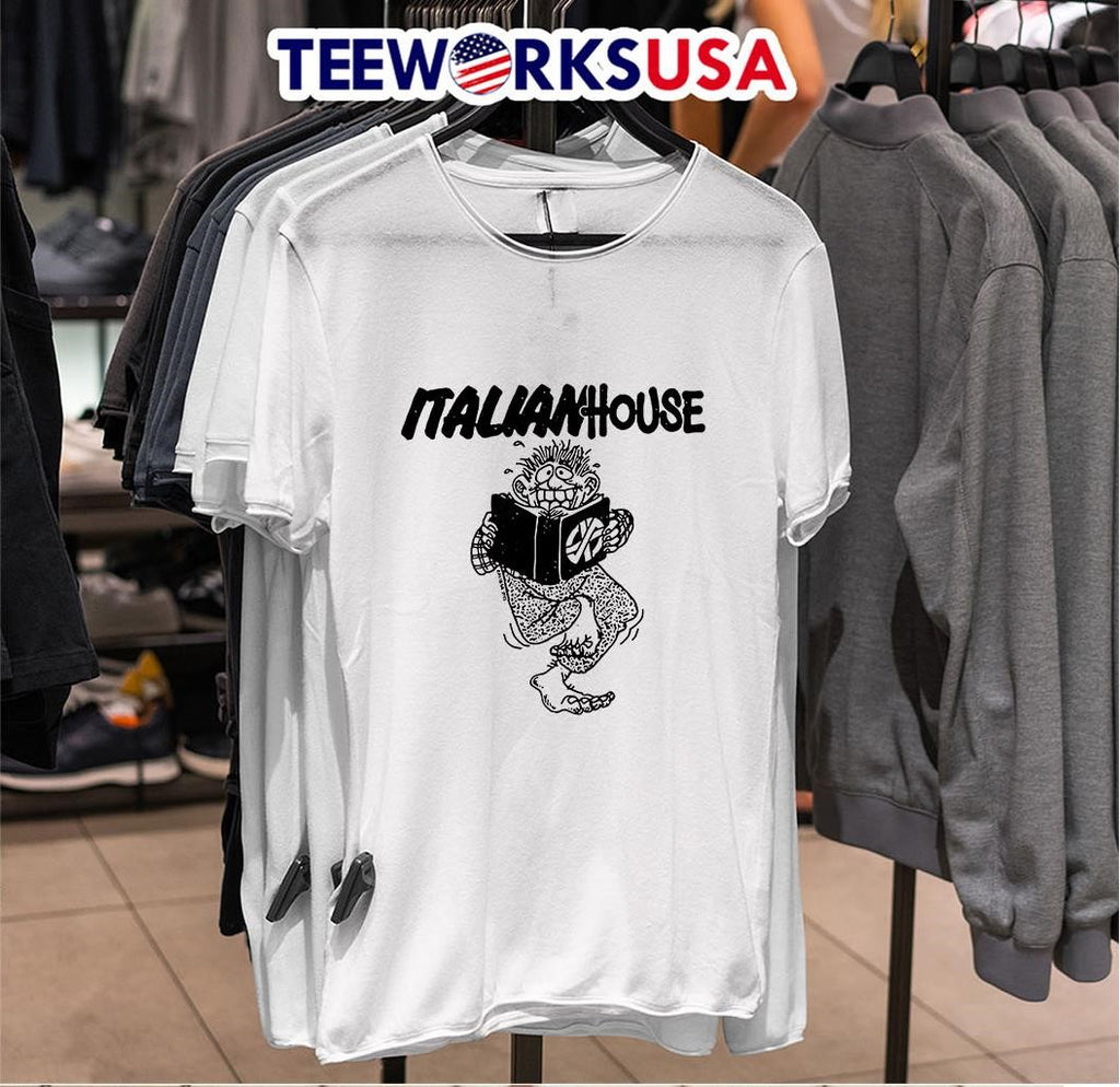 Italian House Cartoon Monster Reading Book Black and - Adult & Kids T-Shirts, Sweatshirts & Hoodies apparel design preview 6