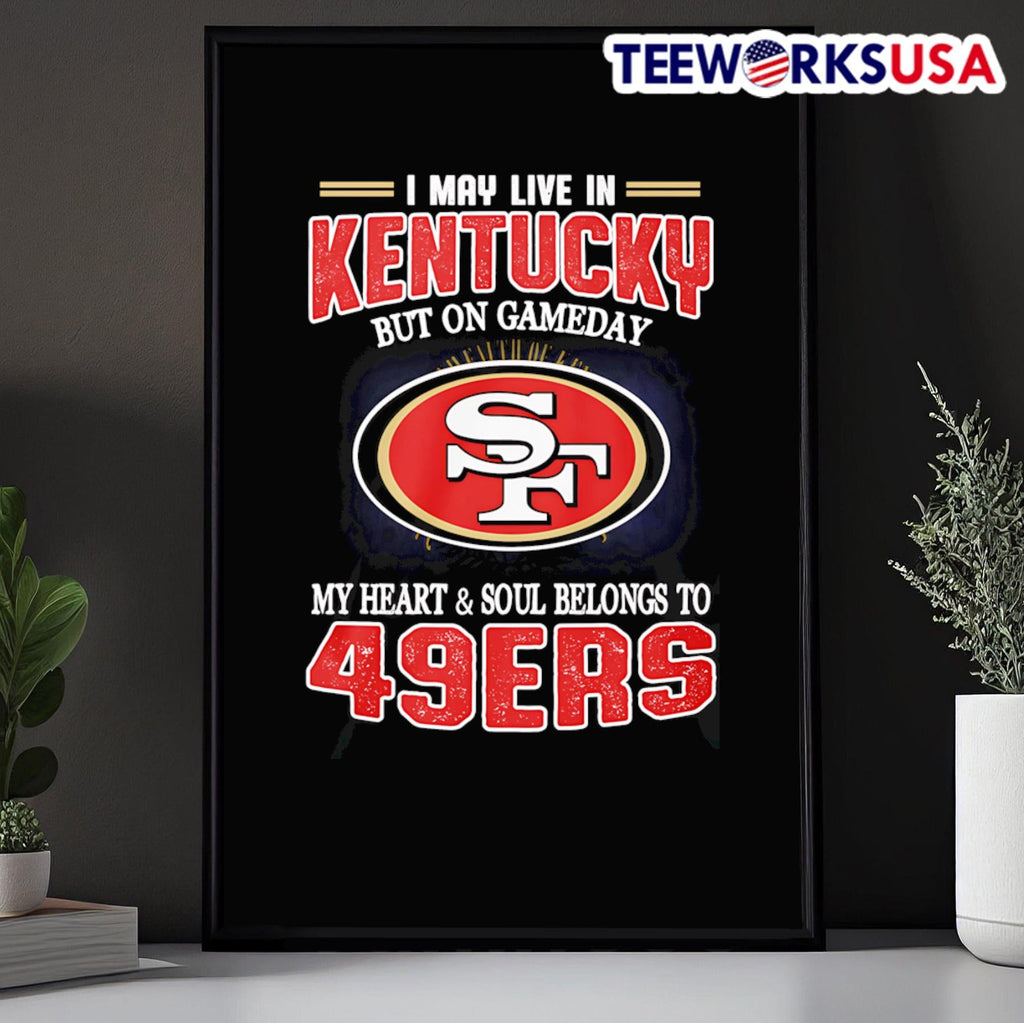 I may live in Kentucky but on gameday my heart and - Adult & Kids T-Shirts, Sweatshirts & Hoodies apparel design preview 5