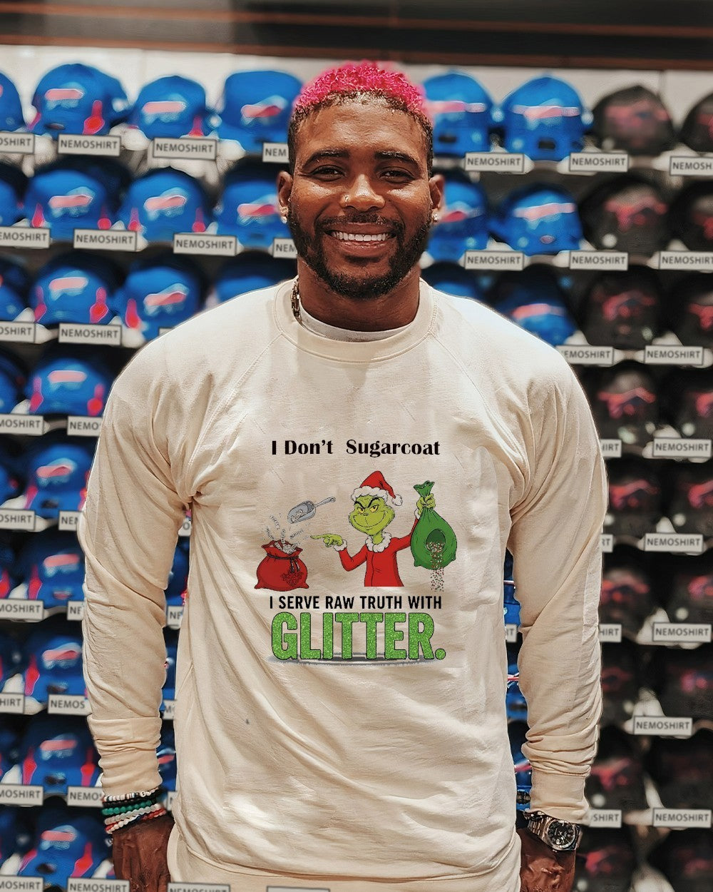 I don't sugarcoat serve raw truth with glitter grinch - Adult & Kids T-Shirts, Sweatshirts & Hoodies apparel design preview 2