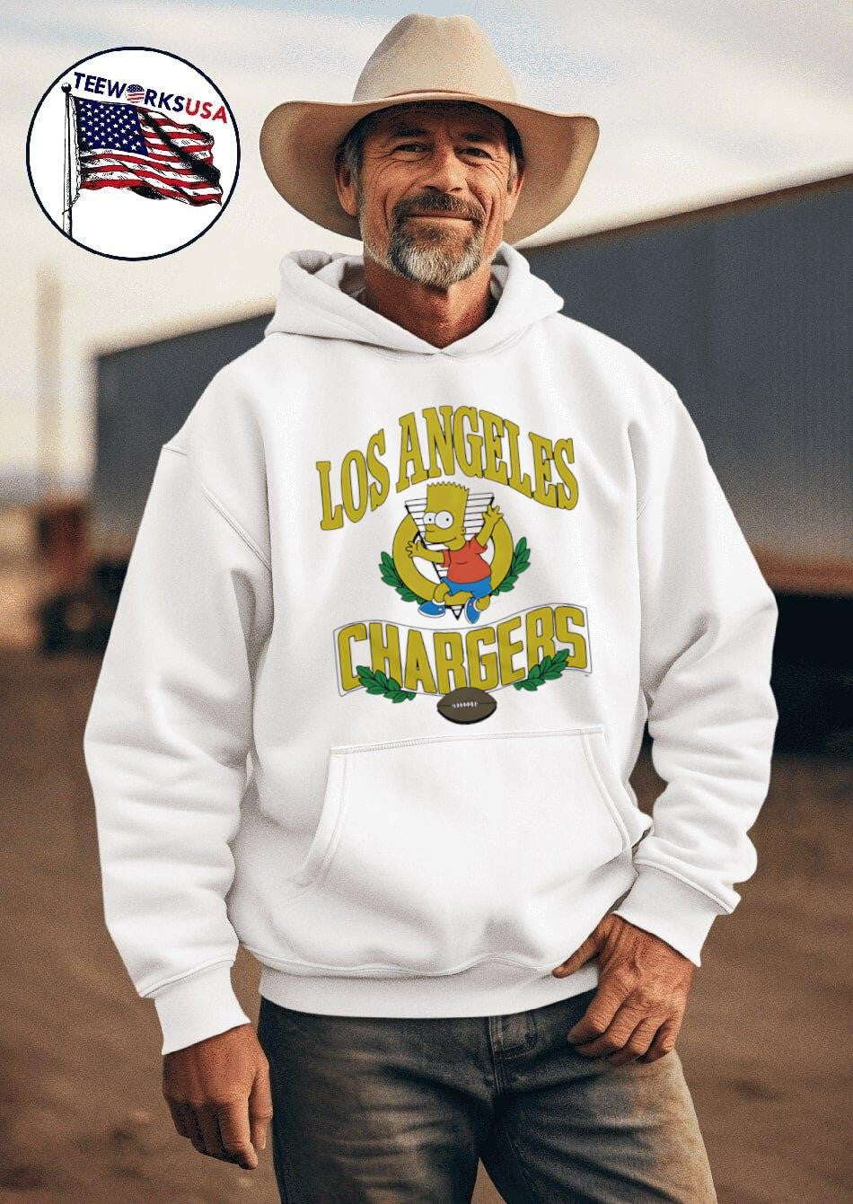 The Simpsons Bart x Los Angeles Chargers - Adult & Kids T-Shirts, Sweatshirts & Hoodies apparel design preview 2