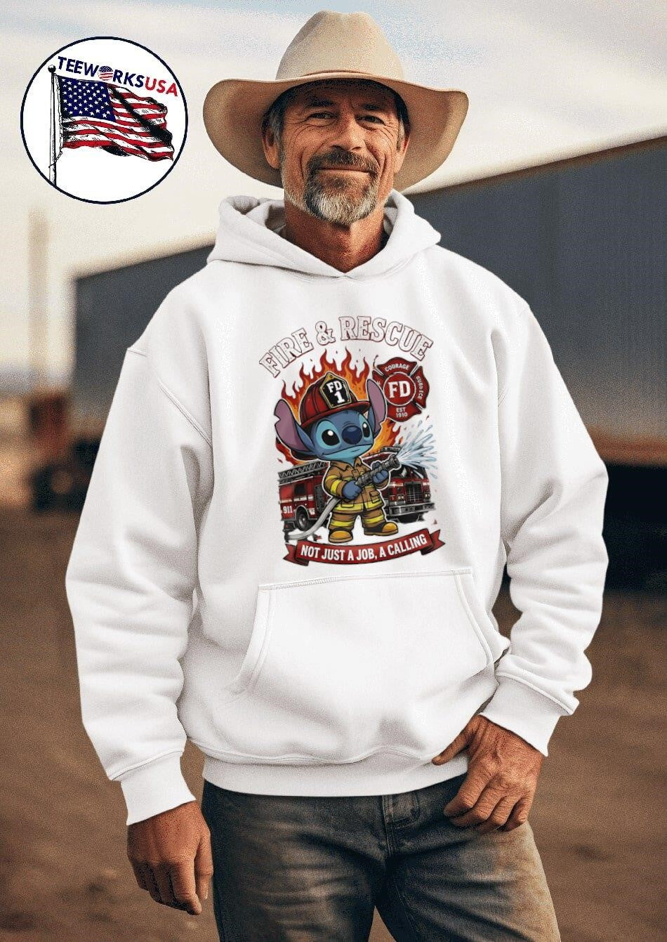 Fire And Rescue Not Just A Job Calling Stitch - Adult & Kids T-Shirts, Sweatshirts & Hoodies apparel design preview 2