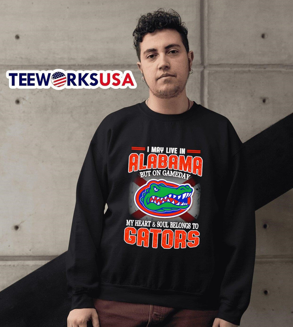 I may live in Alabama but one gameday my heart and - Adult & Kids T-Shirts, Sweatshirts & Hoodies apparel design preview 6