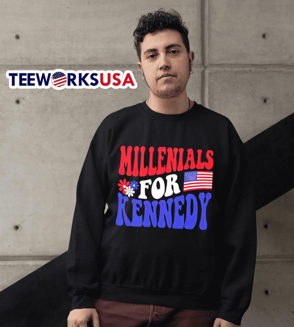 Millennials for Kennedy USA flag - Adult & Kids T-Shirts, Sweatshirts & Hoodies apparel design preview 3
