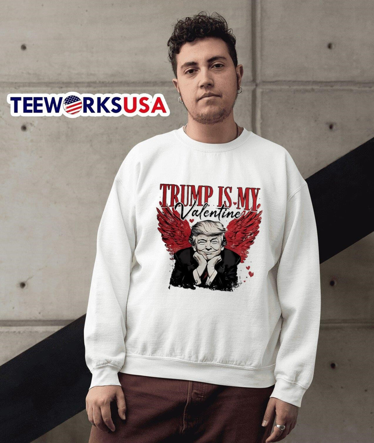 Trump Is My Valentine Cupid Wings Funny - Adult & Kids T-Shirts, Sweatshirts & Hoodies apparel design preview 5