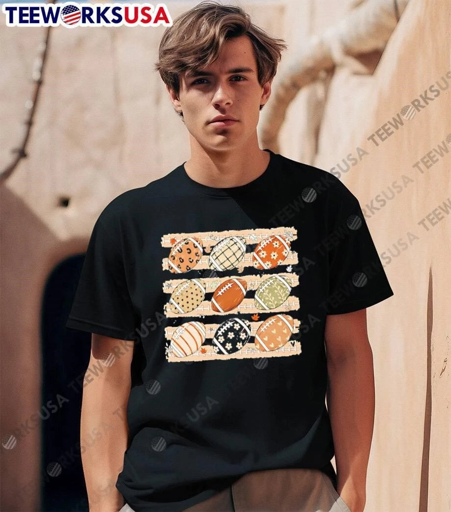 Nine Patterned Footballs Floral Hearts Leopard Autumn - Adult & Kids T-Shirts, Sweatshirts & Hoodies apparel design preview 1