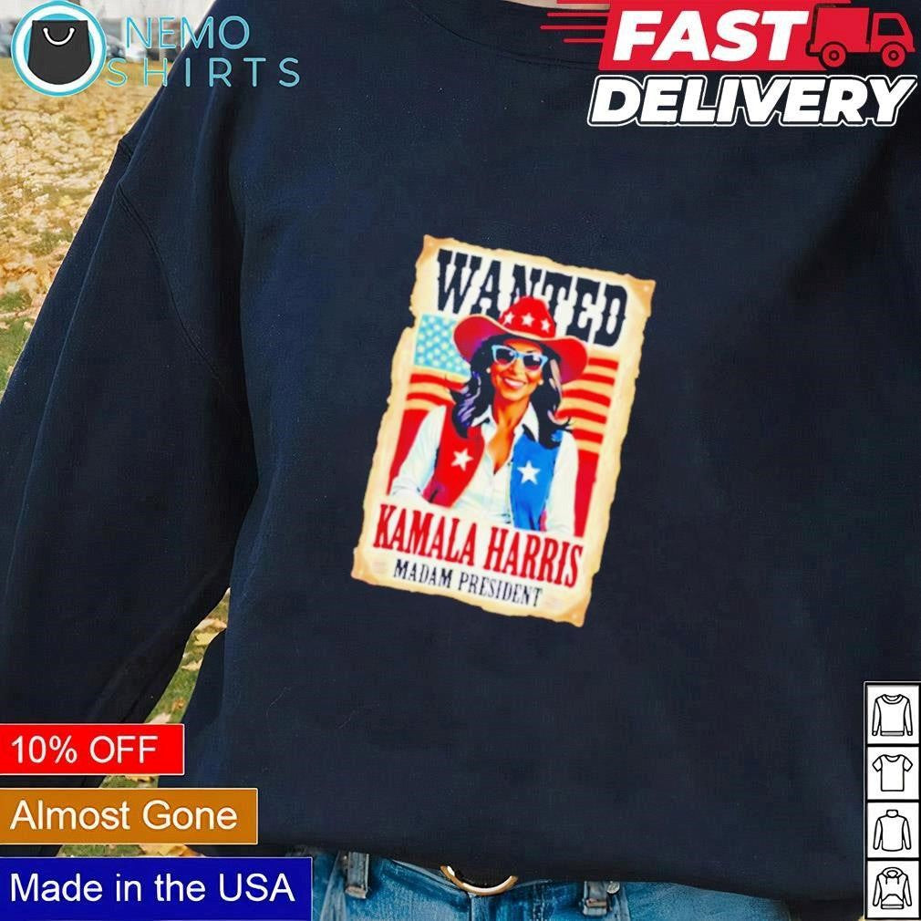 Wanted Kamala Harris madam president - Adult & Kids T-Shirts, Sweatshirts & Hoodies apparel design preview 1