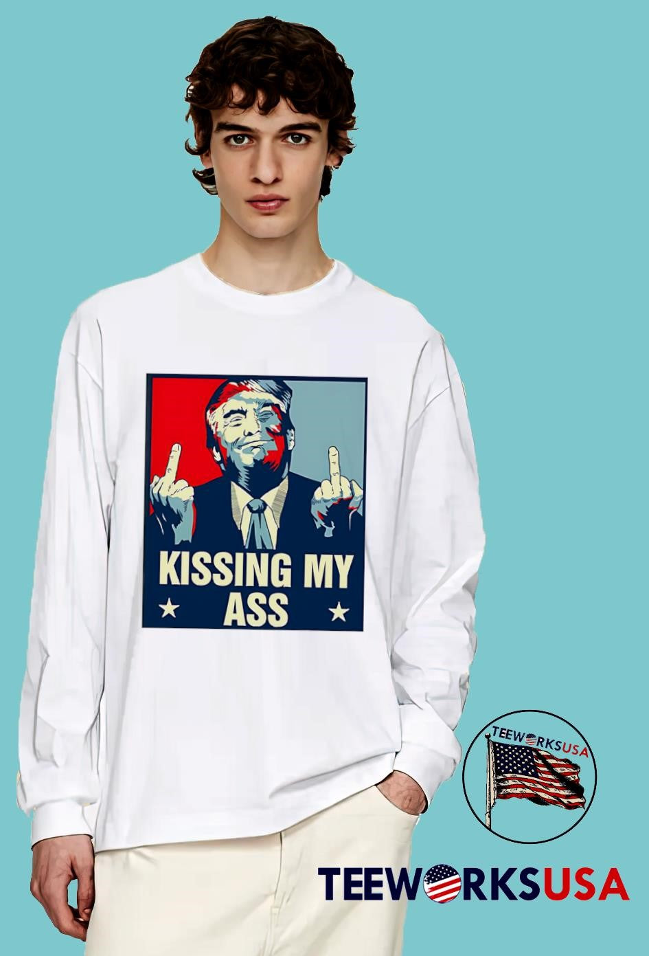 Negotiate tariffs kissing my ass Trump - Adult & Kids T-Shirts, Sweatshirts & Hoodies apparel design preview 4