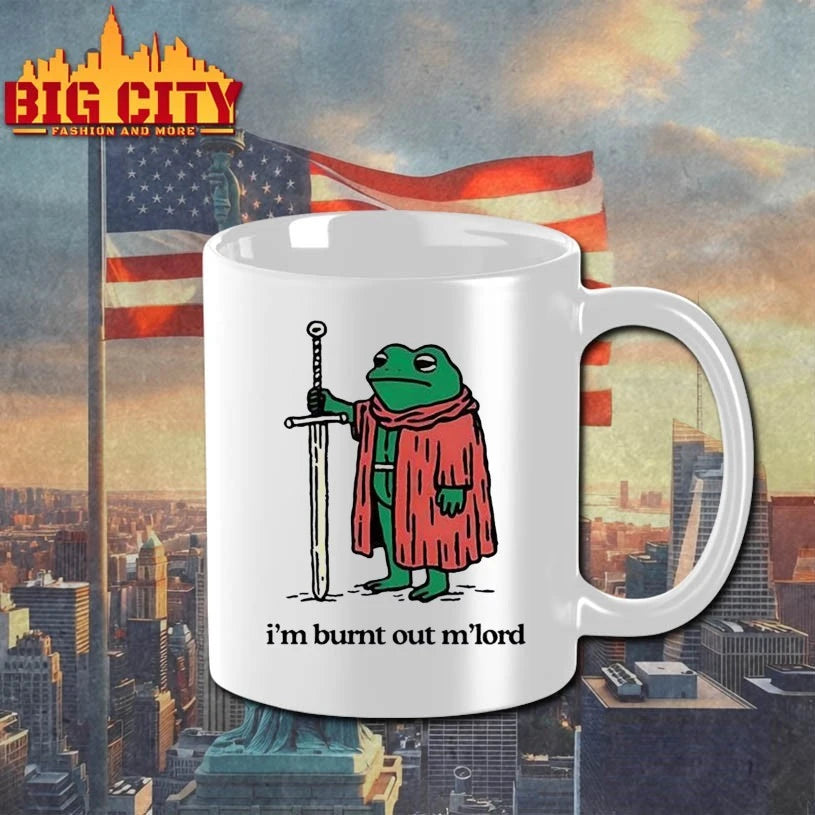 Frog holding sword I'm burnt out M'lord - Adult & Kids T-Shirts, Sweatshirts & Hoodies apparel design preview 3