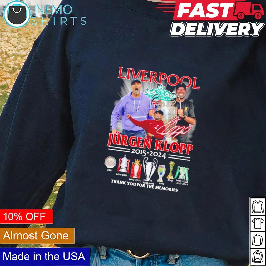 Jurgen Klopp Liverpool FC 2015 2024 thank you for the - Adult & Kids T-Shirts, Sweatshirts & Hoodies apparel design preview 2