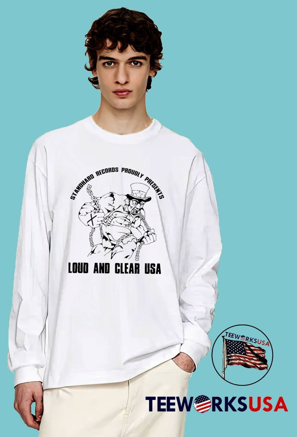 Standhard Records Proudly Presents Uncle Sam Breaking - Adult & Kids T-Shirts, Sweatshirts & Hoodies apparel design preview 3