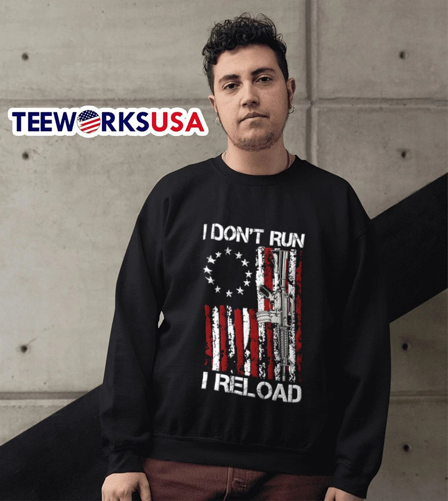 I Don't Run Reload USA Flag AR-15 - Adult & Kids T-Shirts, Sweatshirts & Hoodies apparel design preview 5