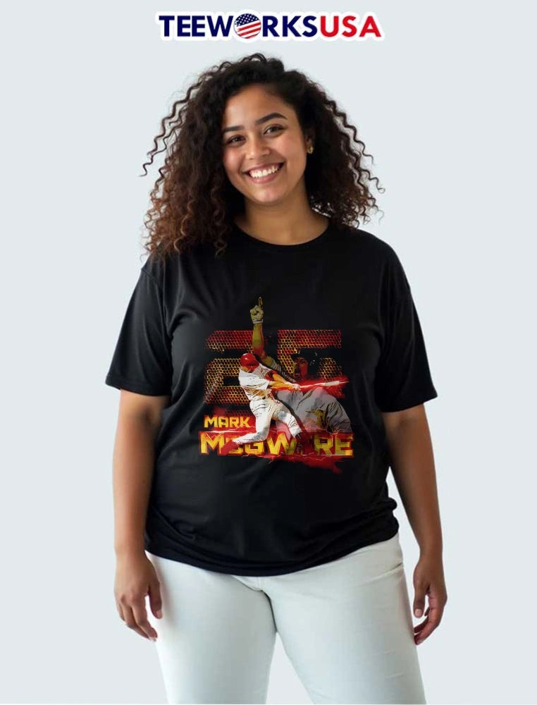 Mark Mcgwire Baseball Player Swinging Bat Red - Adult & Kids T-Shirts, Sweatshirts & Hoodies apparel design preview 3