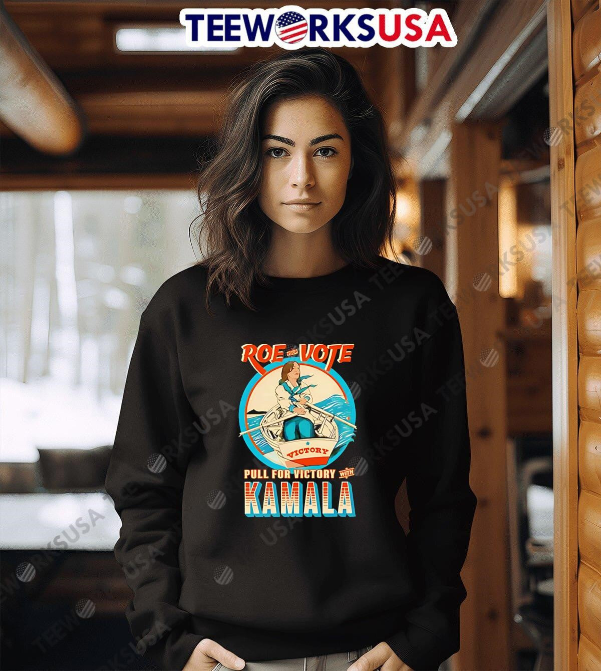 Roe your vote pull for victory with Kamala - Adult & Kids T-Shirts, Sweatshirts & Hoodies apparel design preview 3