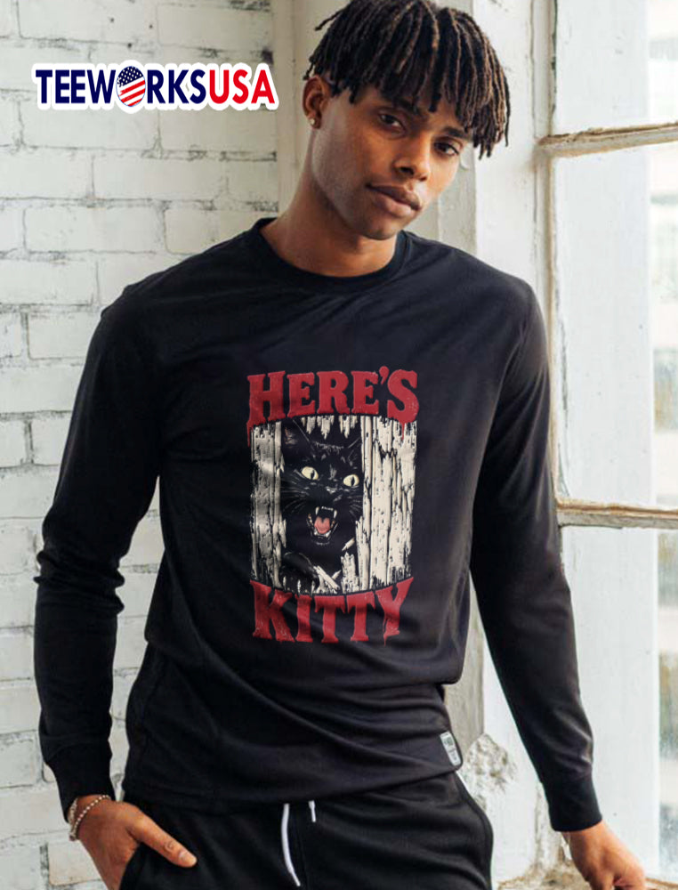 Heres Kitty black cat halloween - Adult & Kids T-Shirts, Sweatshirts & Hoodies apparel design preview 5
