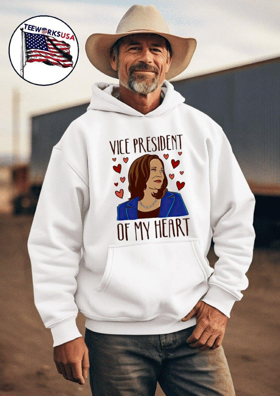 Kamala Harris vice president of my heart cartoon - Adult & Kids T-Shirts, Sweatshirts & Hoodies apparel design preview 2
