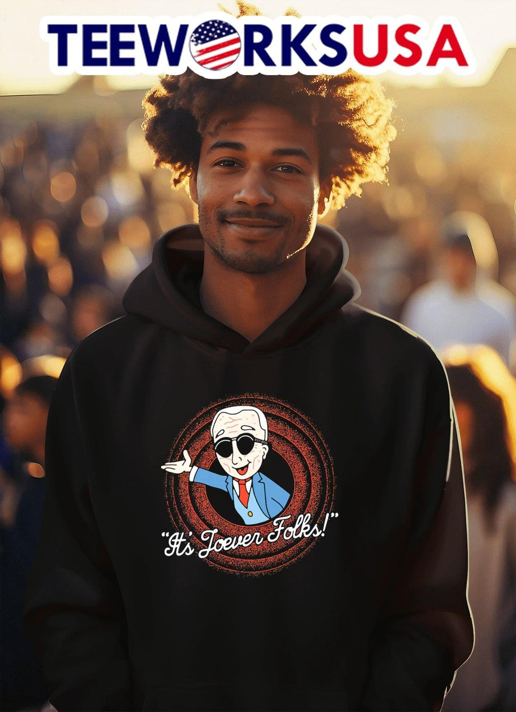 It's forever folks Joe Biden cartoon - Adult & Kids T-Shirts, Sweatshirts & Hoodies apparel design preview 2
