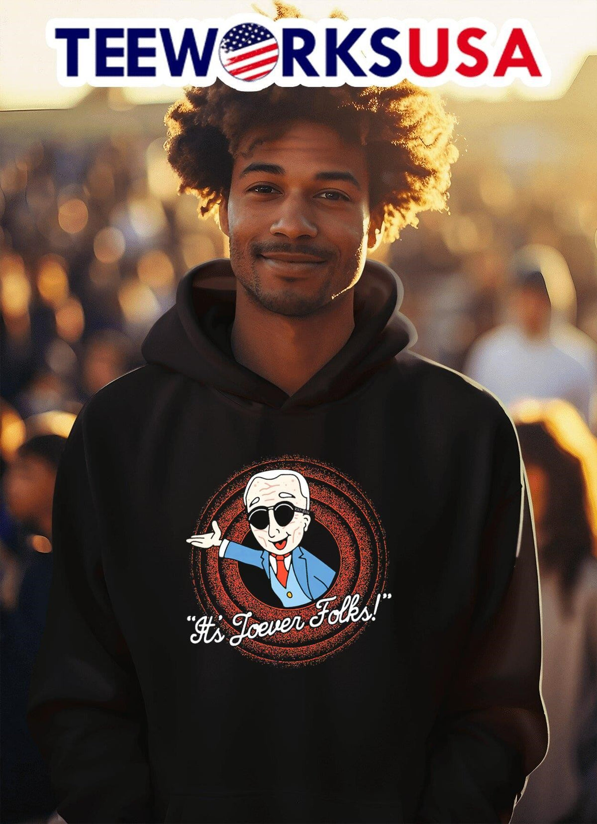 It's forever folks Joe Biden cartoon - Adult & Kids T-Shirts, Sweatshirts & Hoodies apparel design preview 2