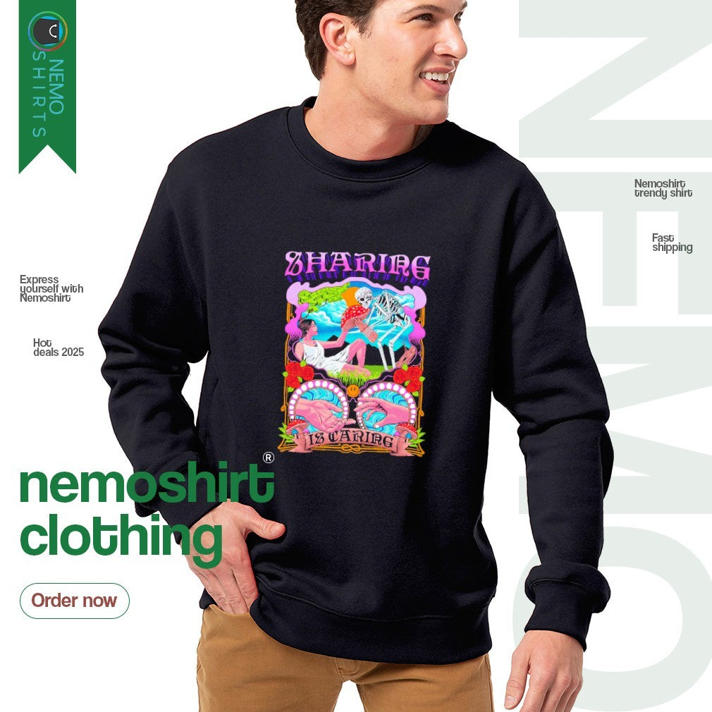 Sharing is caring skeleton mushrooms with a woman 420 - Adult & Kids T-Shirts, Sweatshirts & Hoodies apparel design preview 4