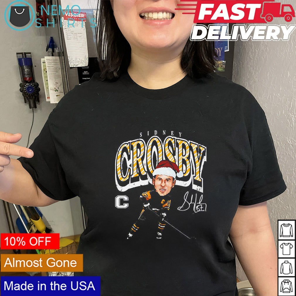Sidney Crosby Pittsburgh Penguins cartoon Santa hat - Adult & Kids T-Shirts, Sweatshirts & Hoodies apparel design preview 3