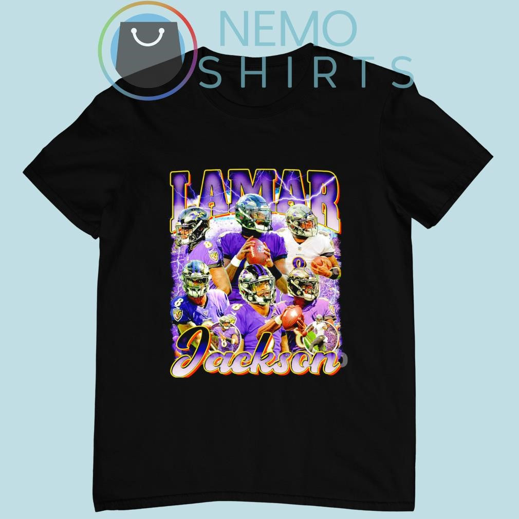 Lamar Jackson Baltimore Ravens collage vintage - Adult & Kids T-Shirts, Sweatshirts & Hoodies product image 1