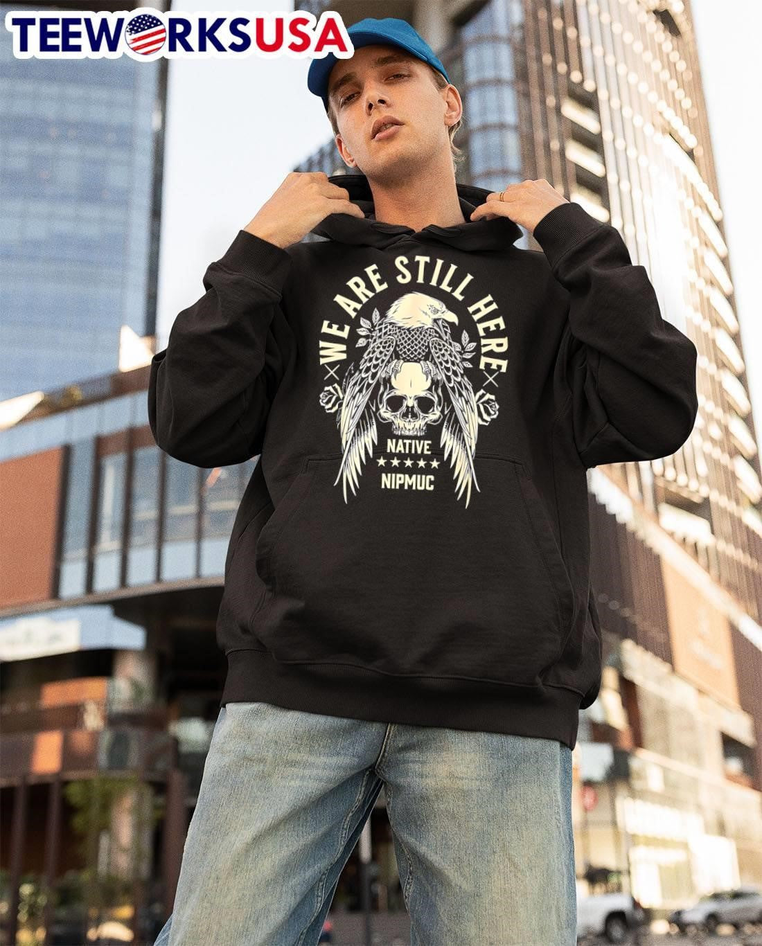 We Are Still Here Native American skull - Adult & Kids T-Shirts, Sweatshirts & Hoodies apparel design preview 3