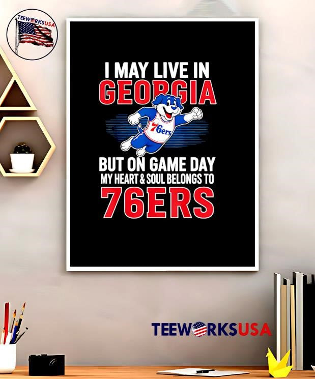 I may live in Georgia but on game day my heart and - Adult & Kids T-Shirts, Sweatshirts & Hoodies apparel design preview 5