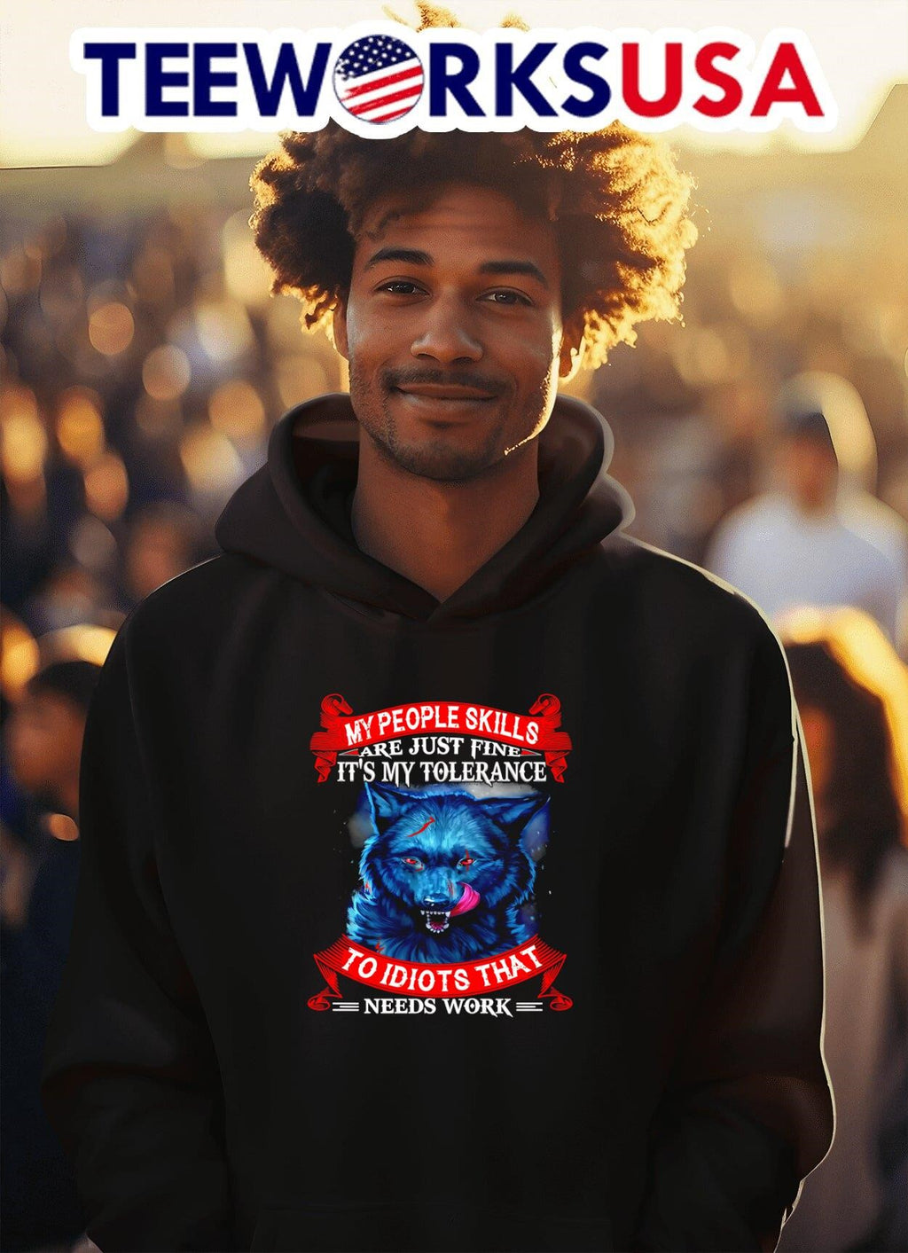 Wolf my people skills are just fine it's tolerance to - Adult & Kids T-Shirts, Sweatshirts & Hoodies apparel design preview 2