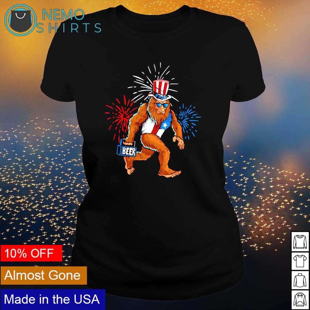 Bigfoot holding beer happy Independence day - Adult & Kids T-Shirts, Sweatshirts & Hoodies apparel design preview 3
