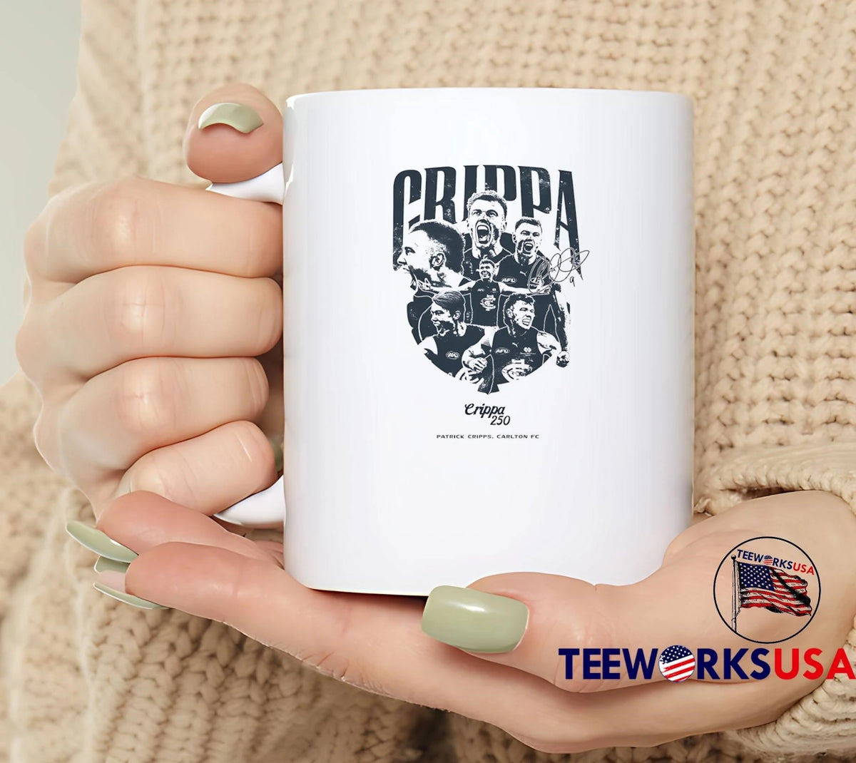 Crippa 250 Patrick Cripps Carlton FC - Adult & Kids T-Shirts, Sweatshirts & Hoodies apparel design preview 4