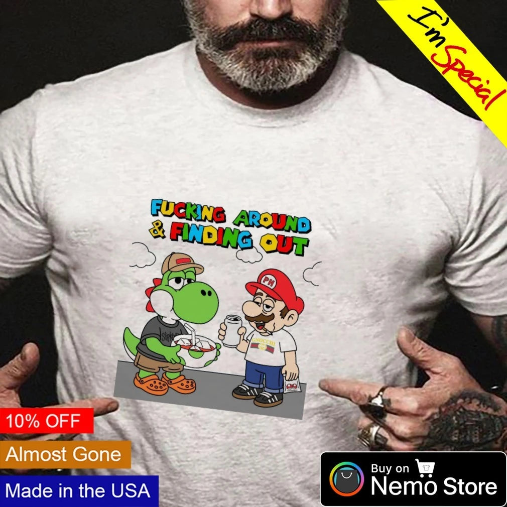 Mario Fucking Around and Finding Out - Adult & Kids T-Shirts, Sweatshirts & Hoodies apparel design preview 3