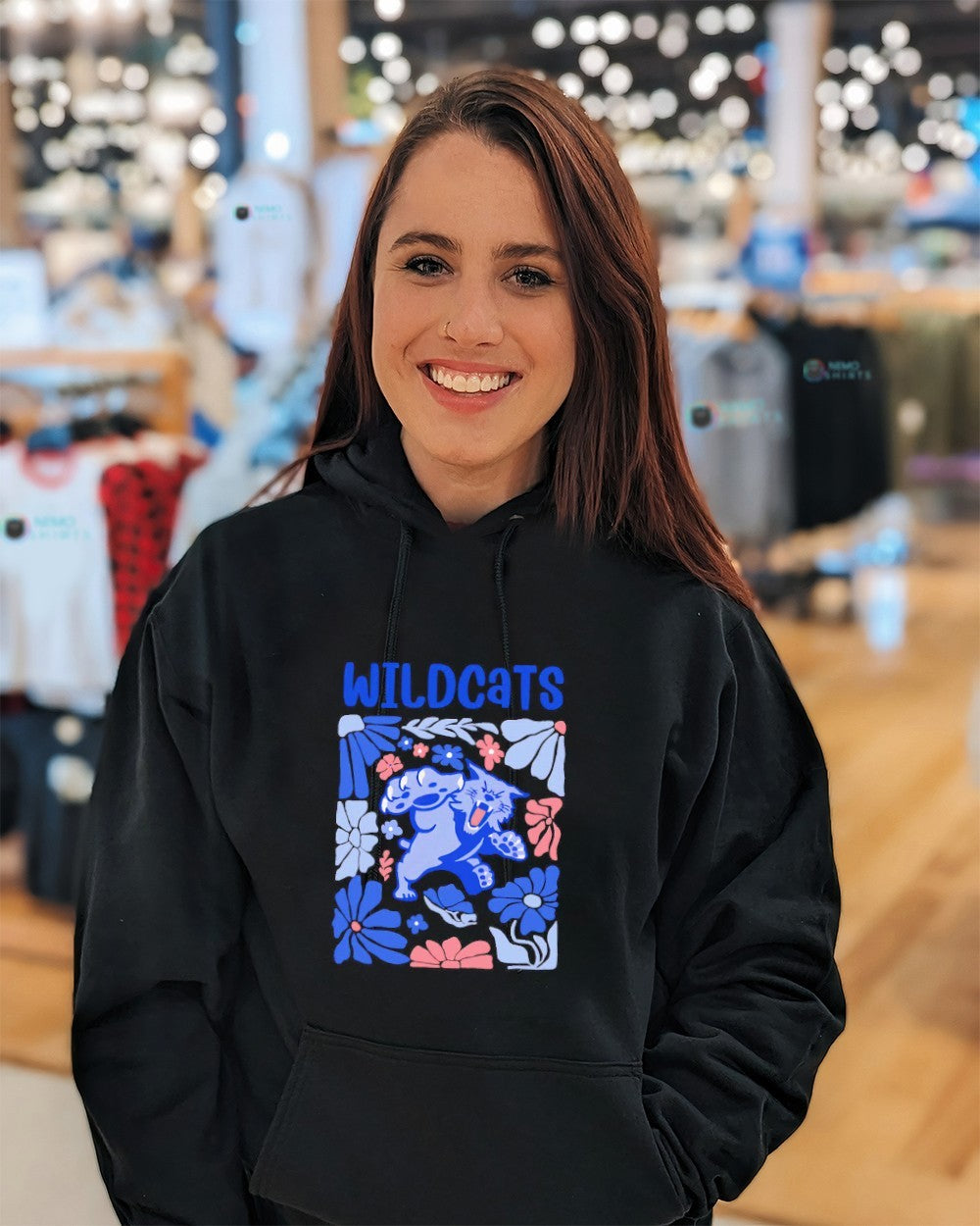 Wildcats boho floral mascot school - Adult & Kids T-Shirts, Sweatshirts & Hoodies apparel design preview 5