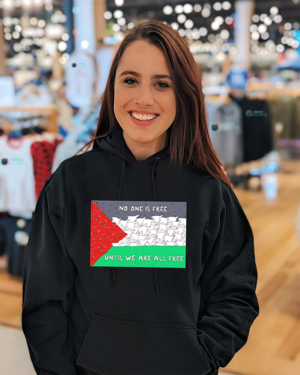 No one is free until we are all Palestine flag - Adult & Kids T-Shirts, Sweatshirts & Hoodies apparel design preview 3