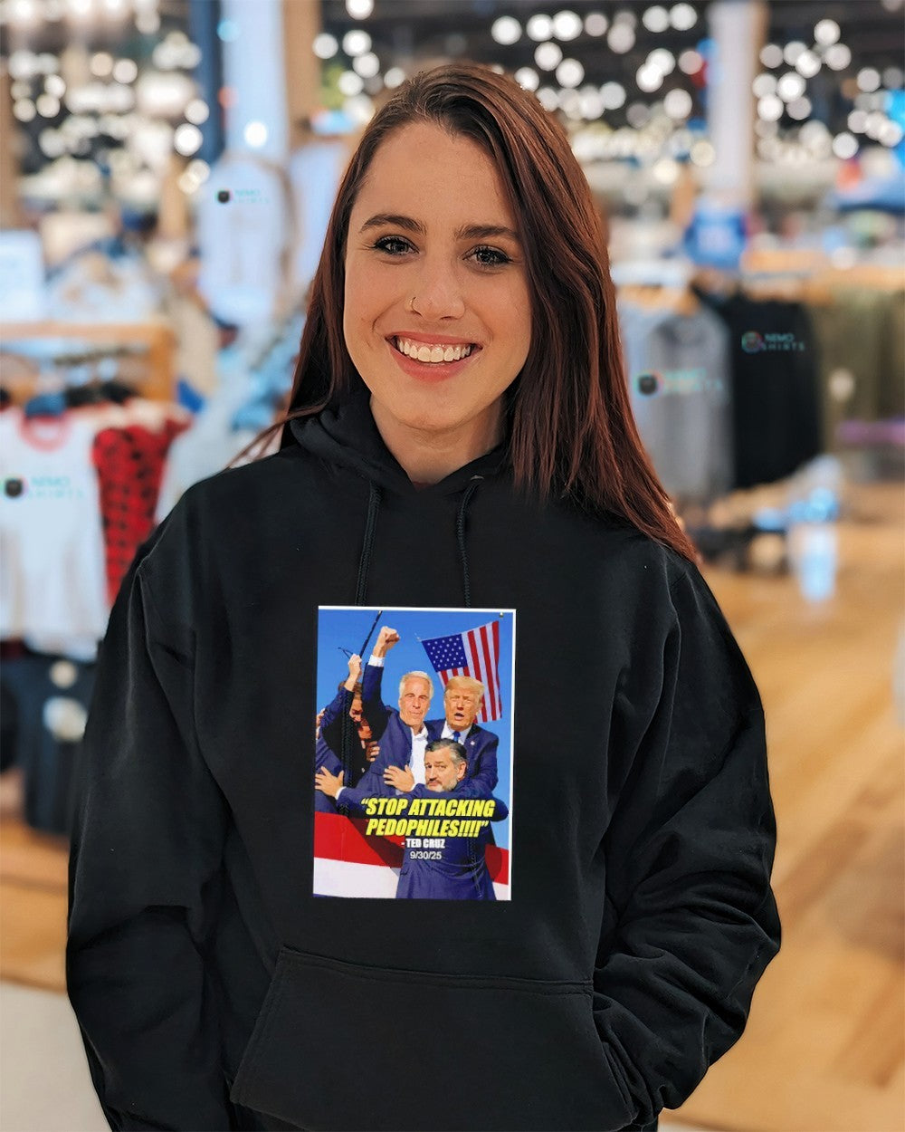 Stop attcking pedophiles Ted Cruz Trump fight parody - Adult & Kids T-Shirts, Sweatshirts & Hoodies apparel design preview 5