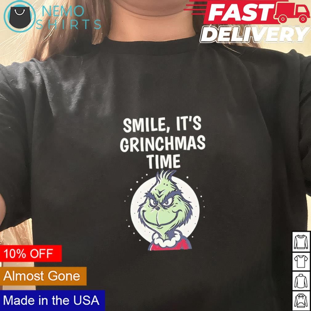 Grinch smile it's grinchmas time - Adult & Kids T-Shirts, Sweatshirts & Hoodies apparel design preview 2