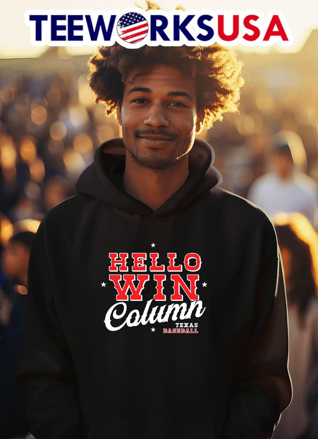 Hello Win Column Texas Baseball - Adult & Kids T-Shirts, Sweatshirts & Hoodies apparel design preview 2