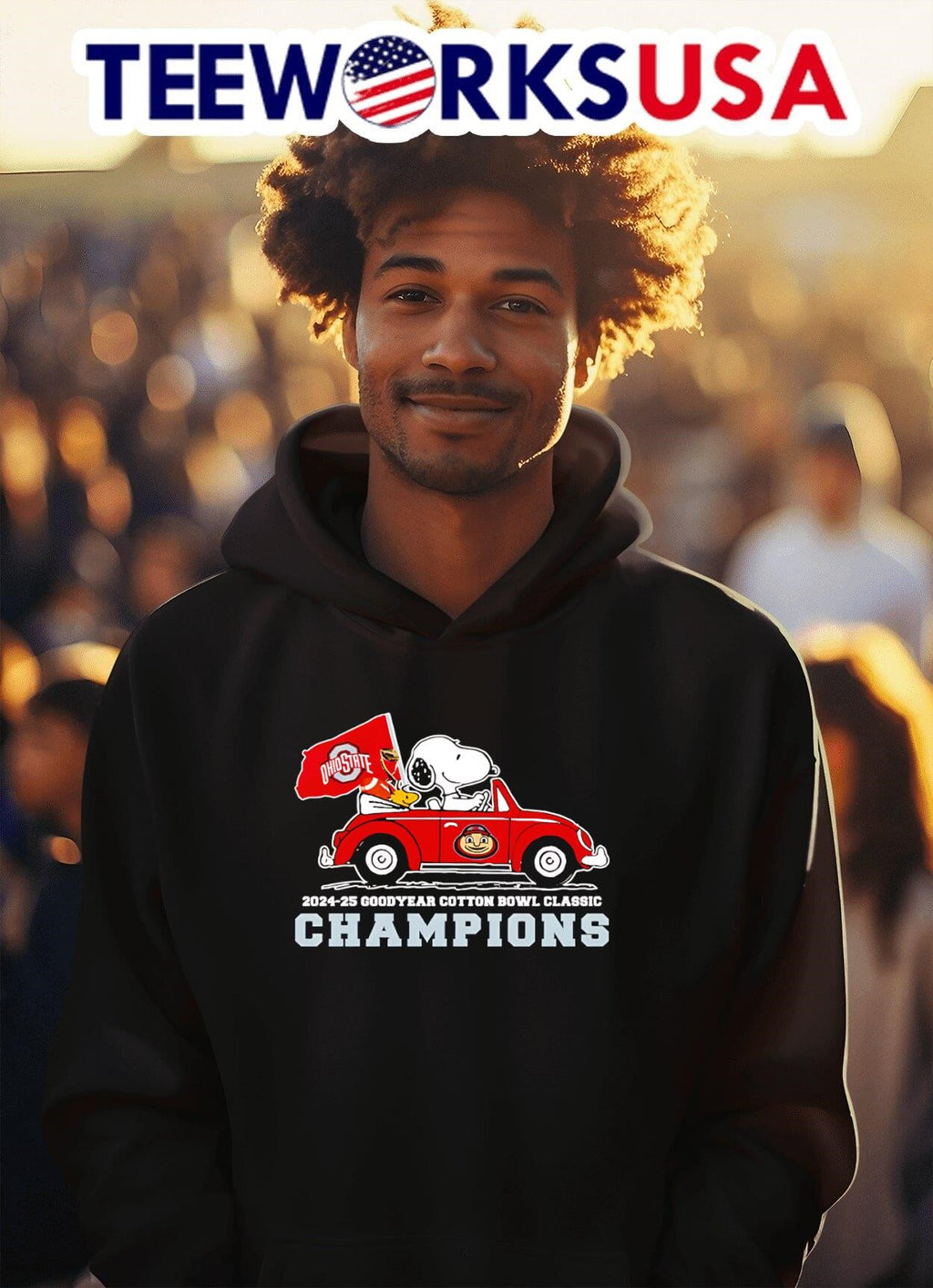 Snoopy driving car 2024-25 Goodyear Cotton Bowl - Adult & Kids T-Shirts, Sweatshirts & Hoodies apparel design preview 2