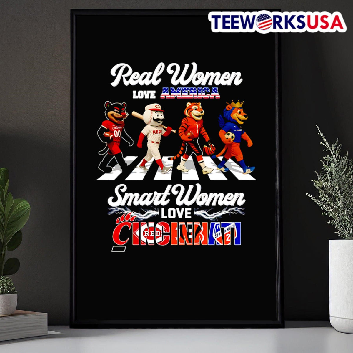 Real women love America smart Cincinnati sports - Adult & Kids T-Shirts, Sweatshirts & Hoodies apparel design preview 5