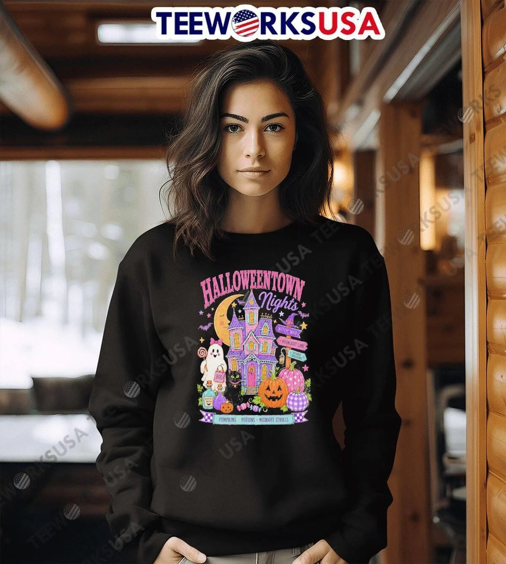 Halloweentown Nights Pumpkins Potions Midnight - Adult & Kids T-Shirts, Sweatshirts & Hoodies apparel design preview 6