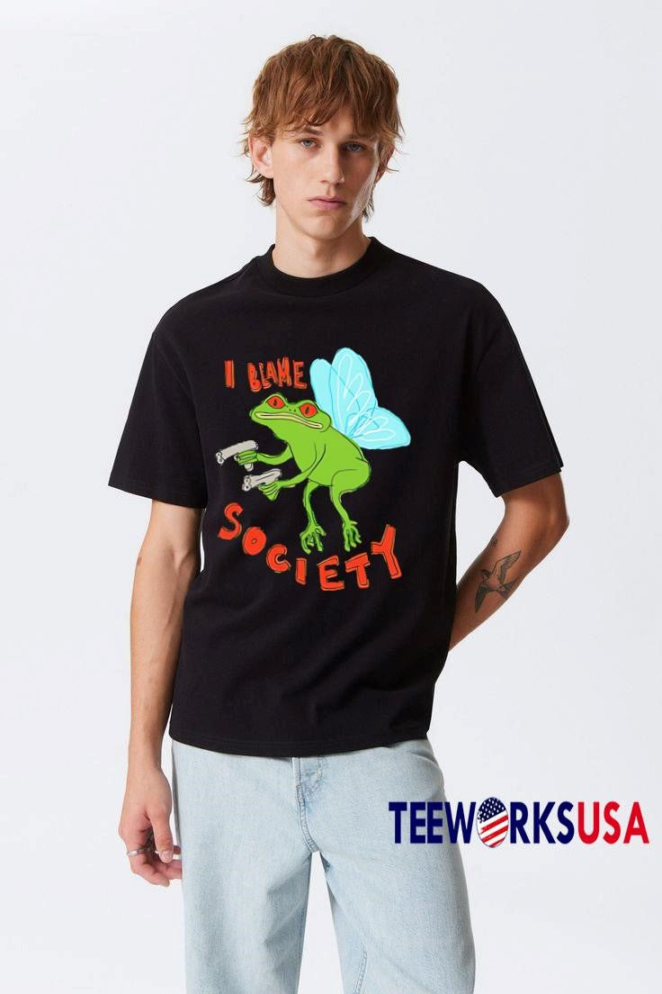 I Blame Society Frog - Adult & Kids T-Shirts, Sweatshirts & Hoodies apparel design preview 3