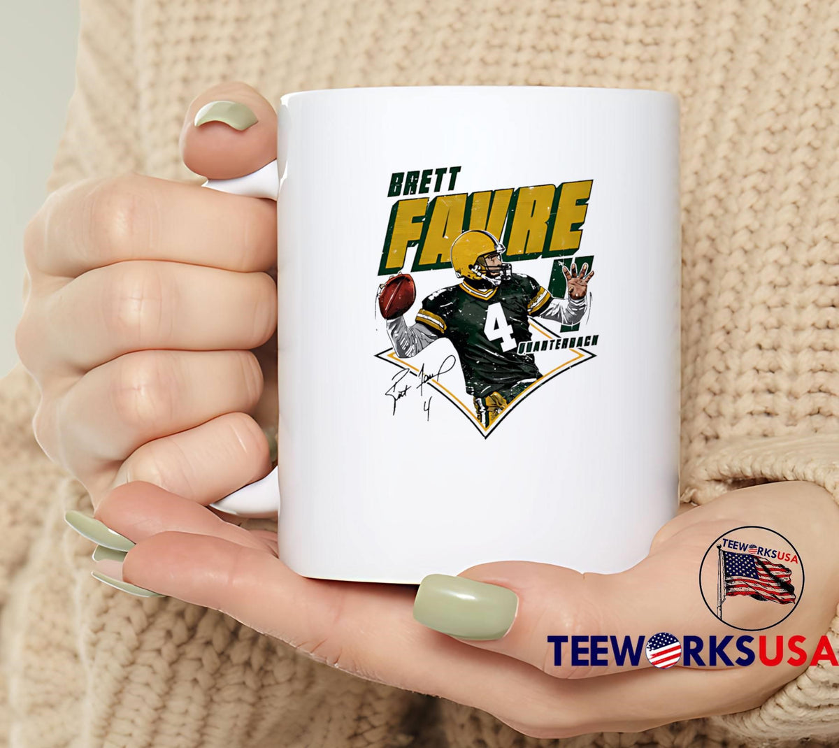 Brett Favre 4 Green Bay Packers Diamond Quarterback - Adult & Kids T-Shirts, Sweatshirts & Hoodies apparel design preview 6