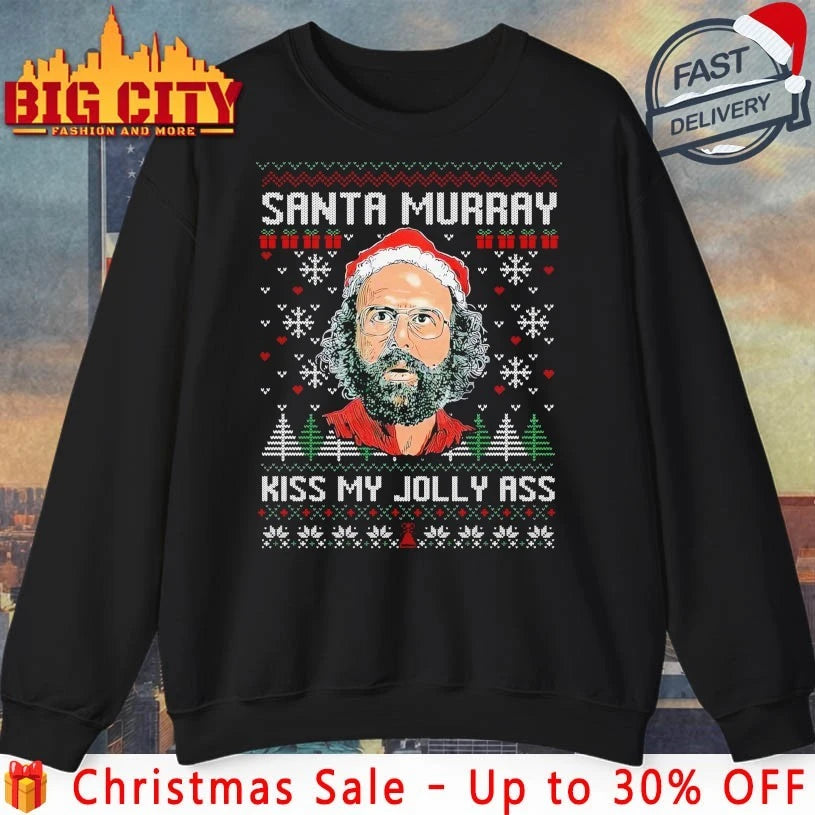 Murray Hawkins Santa Kiss my jolly ass ugly christmas - Adult & Kids T-Shirts, Sweatshirts & Hoodies apparel design preview 1