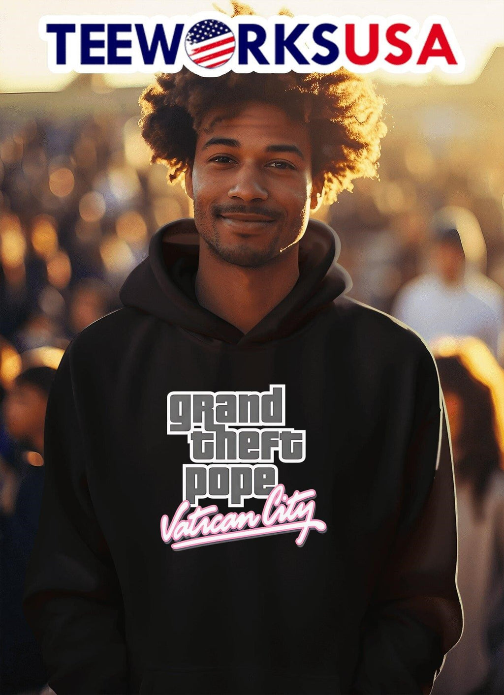 Grand Theft Pope Vatican City - Adult & Kids T-Shirts, Sweatshirts & Hoodies apparel design preview 2