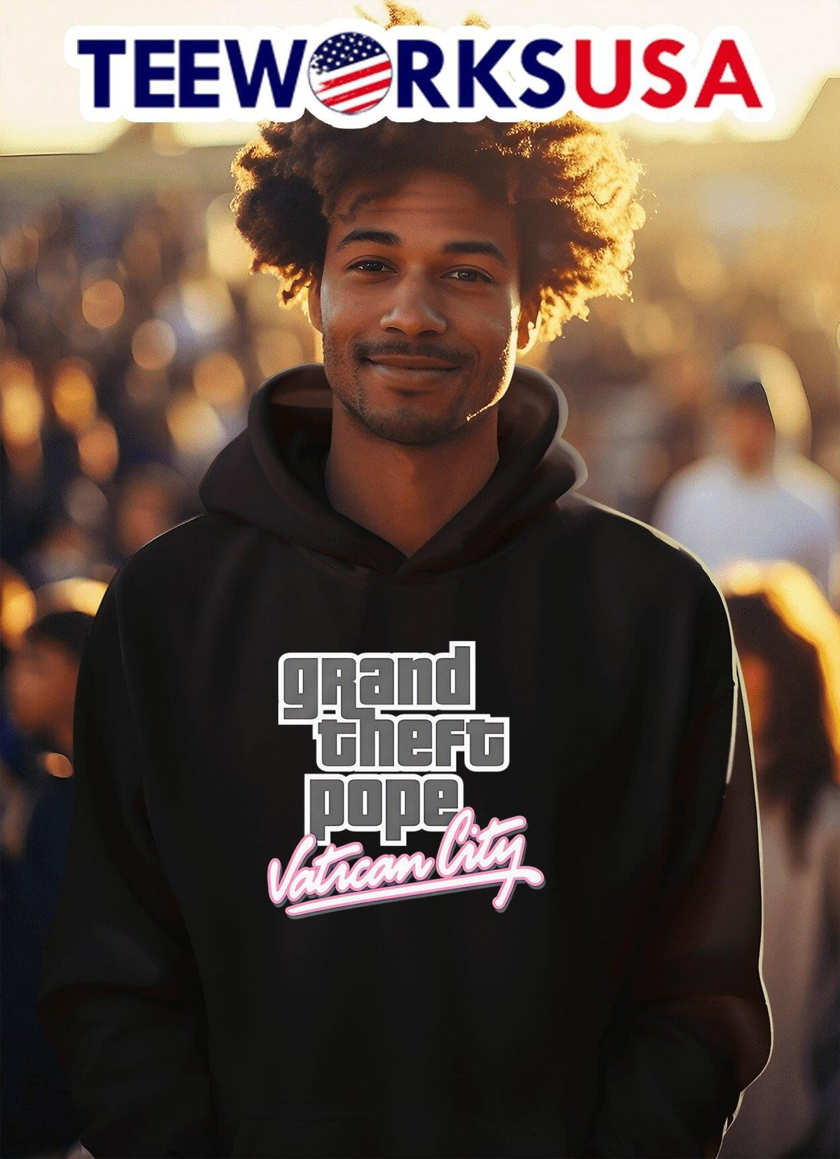 Grand Theft Pope Vatican City - Adult & Kids T-Shirts, Sweatshirts & Hoodies apparel design preview 2
