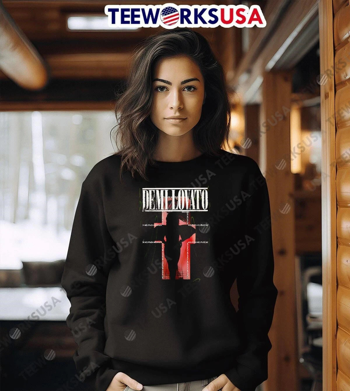 Demi Lovato Holy Fvck Silhouette Art - Adult & Kids T-Shirts, Sweatshirts & Hoodies apparel design preview 6