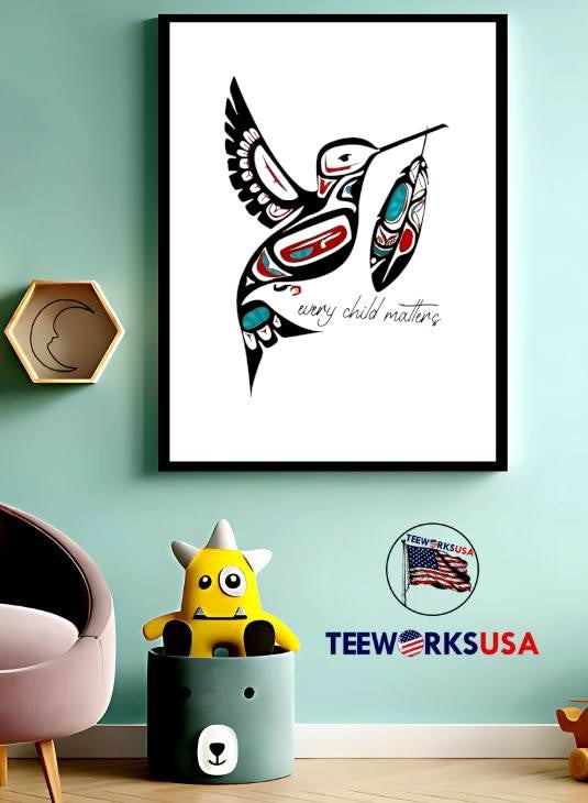 Every Child Matters Hummingbird with Feather Native - Adult & Kids T-Shirts, Sweatshirts & Hoodies apparel design preview 3