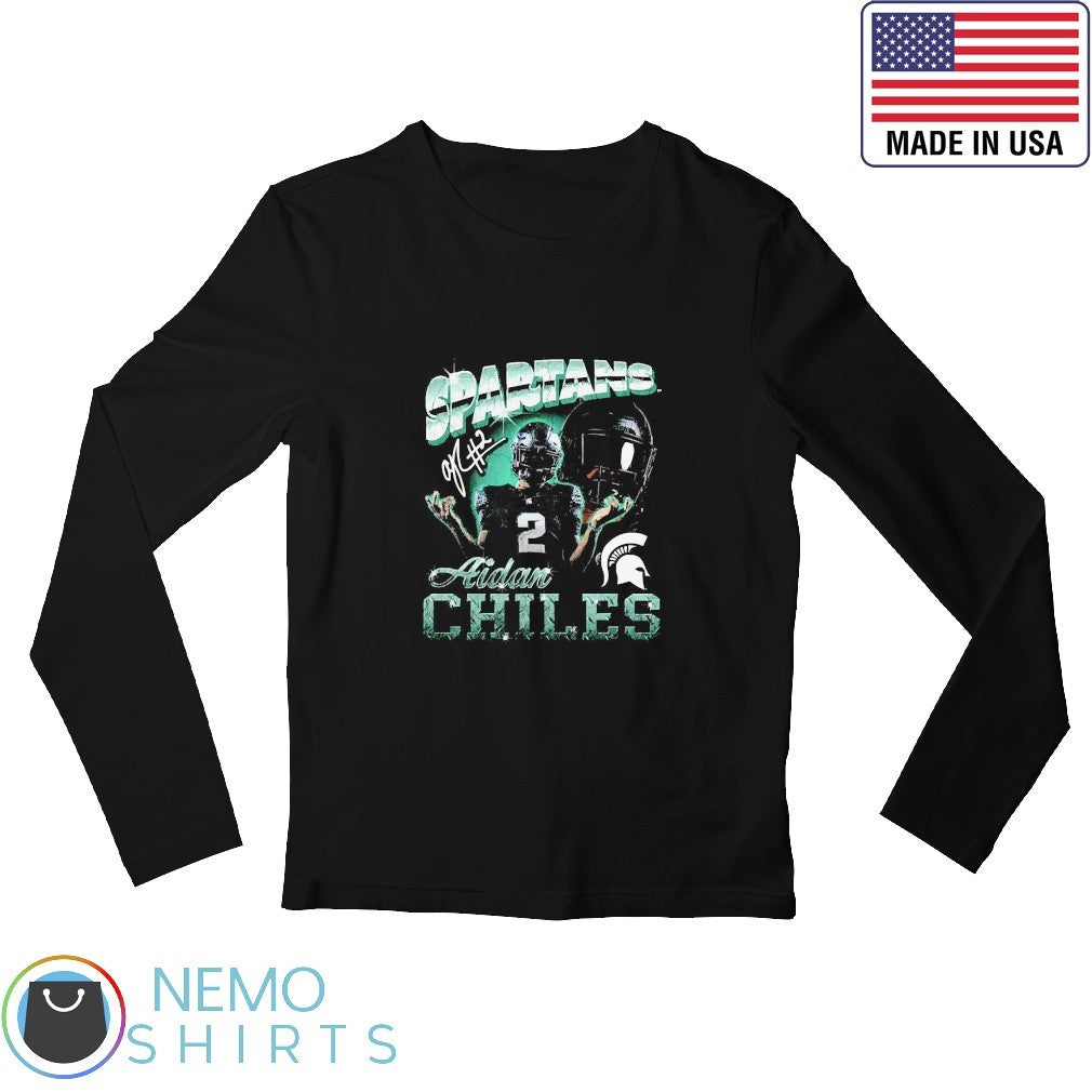 Aidan Chiles Michigan State Spartans signature retro - Adult & Kids T-Shirts, Sweatshirts & Hoodies apparel design preview 3