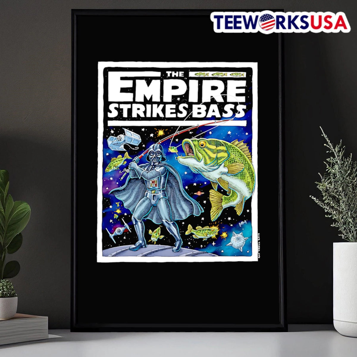 The Empire Strikes Bass Darth Vader Fishing - Adult & Kids T-Shirts, Sweatshirts & Hoodies apparel design preview 5
