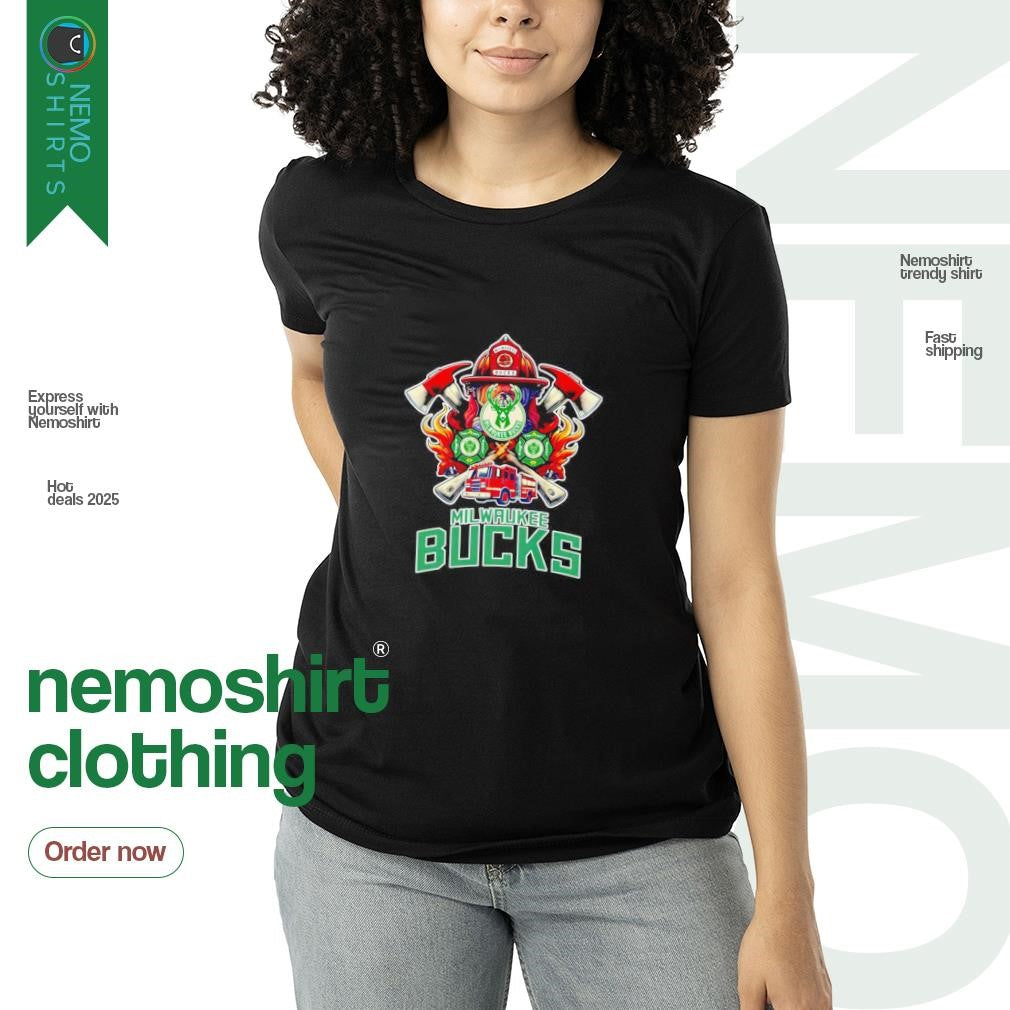 Milwaukee Bucks Fire Dept Fighters - Adult & Kids T-Shirts, Sweatshirts & Hoodies apparel design preview 3