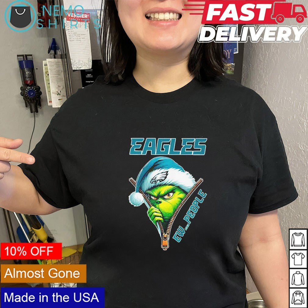 Philadelphia Eagles Grinch open zip ew people - Adult & Kids T-Shirts, Sweatshirts & Hoodies apparel design preview 3