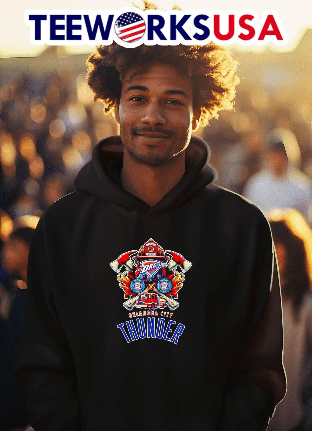 Firefighter Oklahoma City Thunder - Adult & Kids T-Shirts, Sweatshirts & Hoodies apparel design preview 2